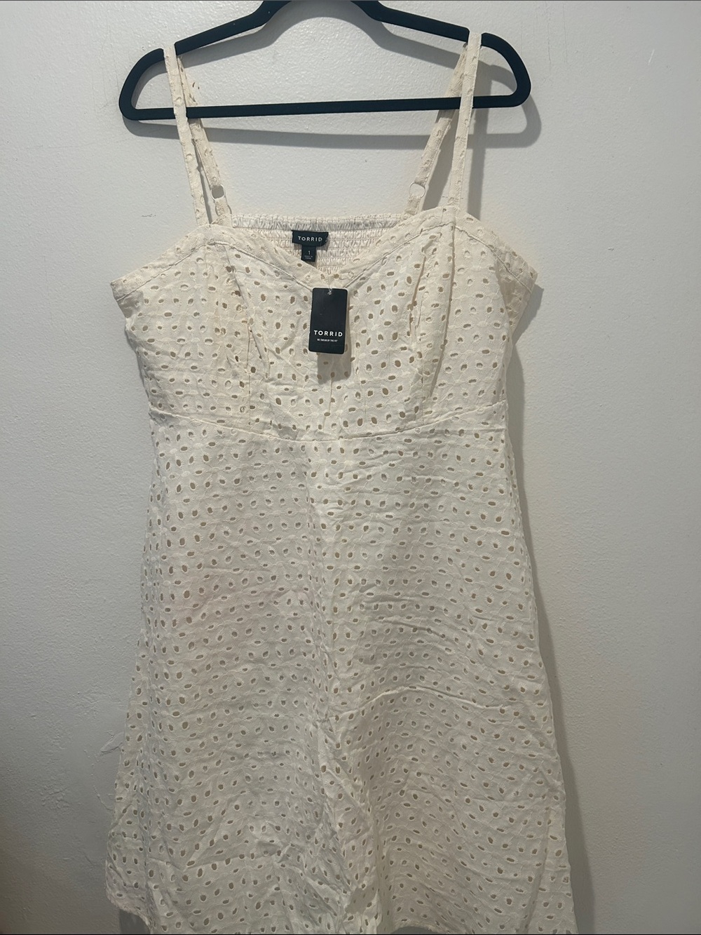 torrid cream eyelet mini sundress
